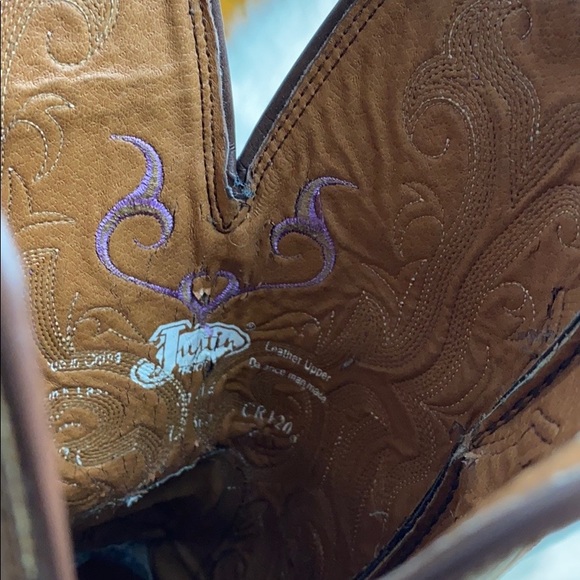Justin Western Cowgirl Embroidered Boots size 7C - Picture 7 of 9
